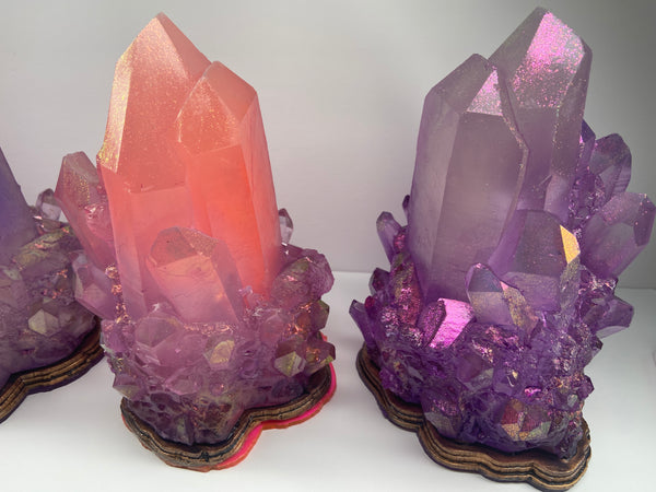 CRYSTAL CLUSTER LIGHTS- PURPLES AND PINKS