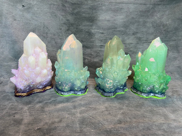 CRYSTAL CLUSTER LIGHTS- WHITE AND GREENS