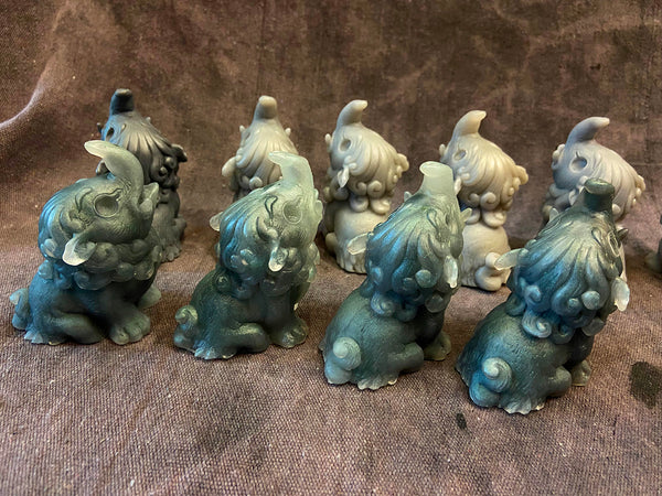 BABY BAKU BLANK CAST- GLOW IN THE DARK- DEEP GREEN SWIRL AND PLAIN GREYS