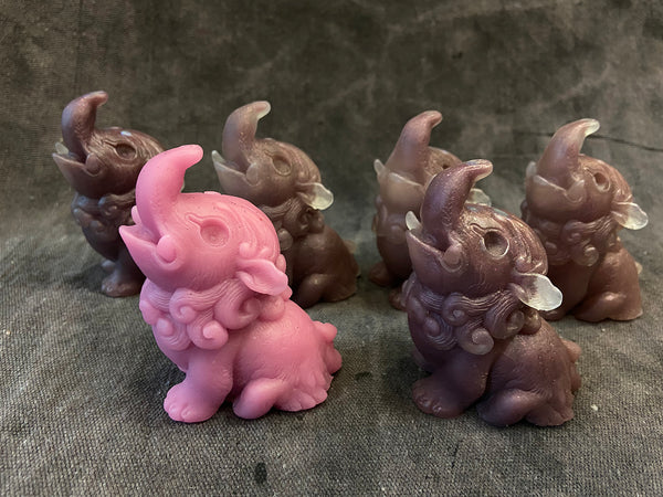 BABY BAKU BLANK CAST- GLOW IN THE DARK- RUBY SWIRL AND ONE PINK