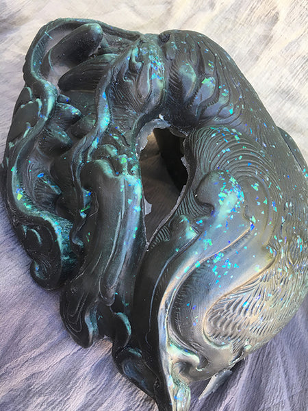 OPAL FLAKE- GLOW IN THE DARK TRANSLUCENT BLANK PANTHER MASK