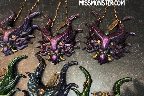 PANOPTES BEAST PENDANT- GREENS AND PURPLES
