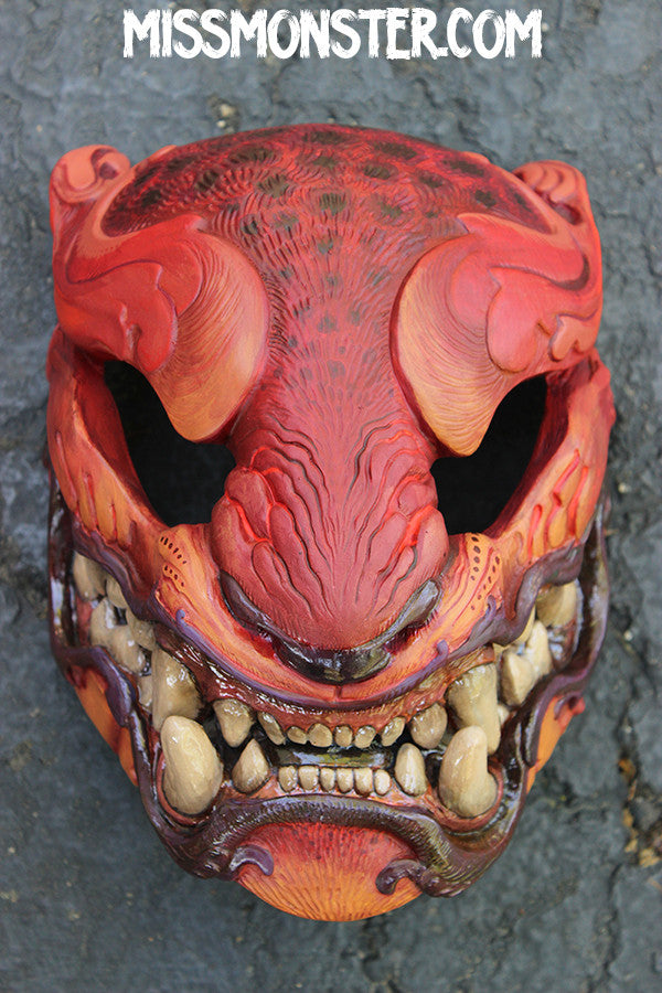 Red Cat Mask, Hand Painted, Hand Designed 