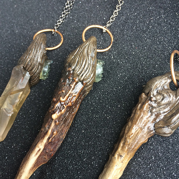 ANTLER AND QUARTZ PENDANTS