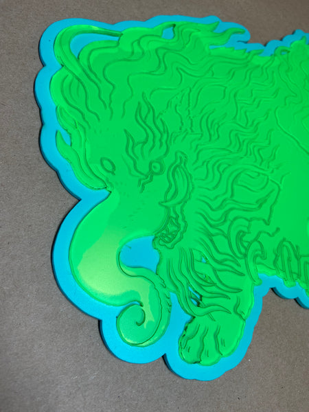 JAPANESE BAKU - ACRYLIC WALL HANGING- FLUORESCENT GREEN