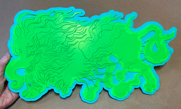 JAPANESE BAKU - ACRYLIC WALL HANGING- FLUORESCENT GREEN