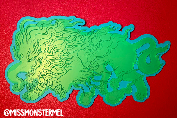 JAPANESE BAKU - ACRYLIC WALL HANGING- FLUORESCENT GREEN