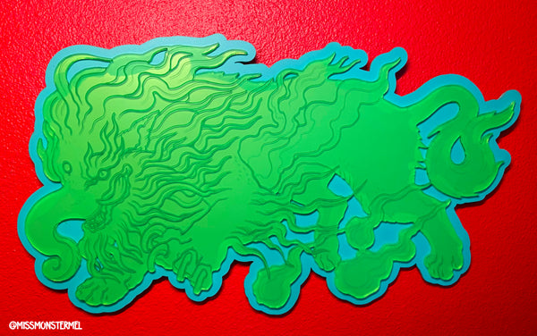 JAPANESE BAKU - ACRYLIC WALL HANGING- FLUORESCENT GREEN