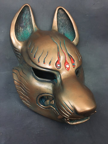 PAINTED FOX MASK- COPPER PATINA