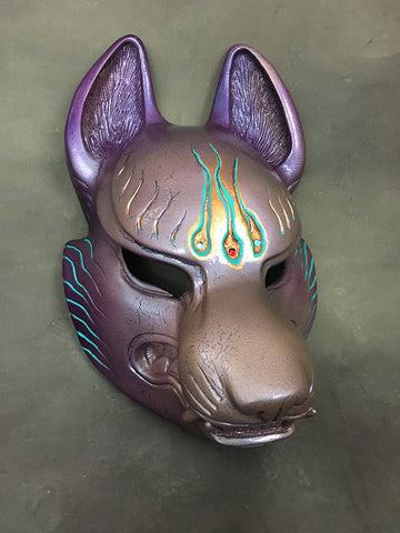 PAINTED FOX MASK- IRIDESCENT LAVENDER CRACKLE