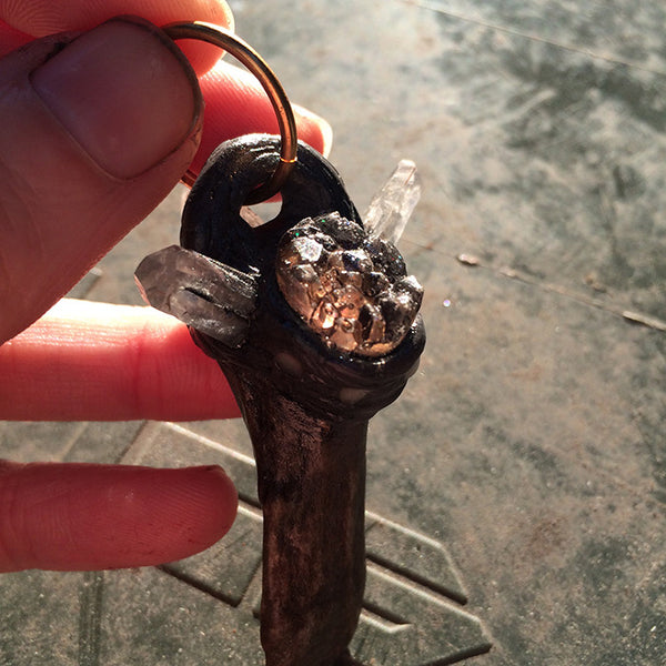 ANTLER AND QUARTZ PENDANT