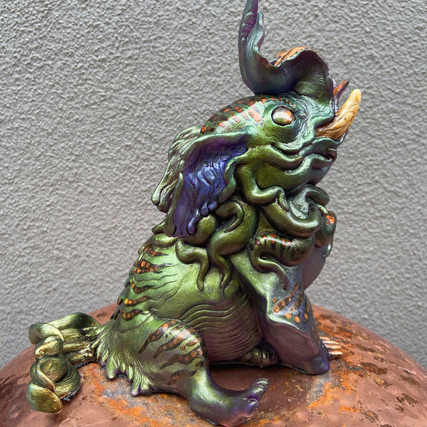 BAKU PAINTED FIGURE- GREEN PURPLE GOLD