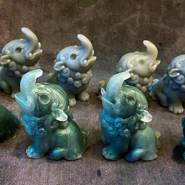 BABY BAKU BLANK CAST- GLOW IN THE DARK- DEEP GREEN SWIRL AND PLAIN GREYS