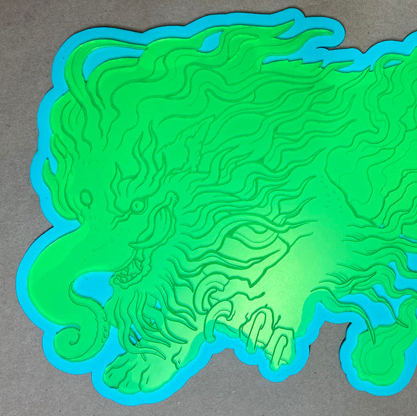 JAPANESE BAKU - ACRYLIC WALL HANGING- FLUORESCENT GREEN