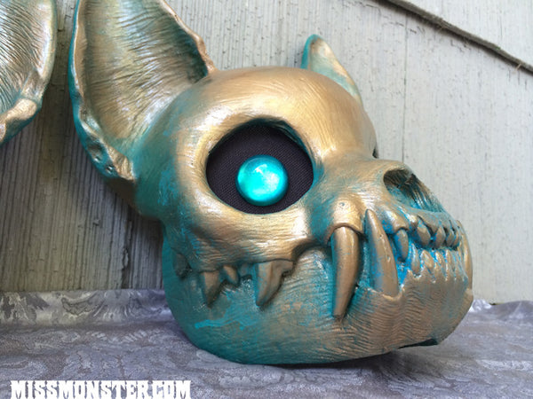 CAT MASK FINISHED, READY TO SHIP- COPPER PATINA
