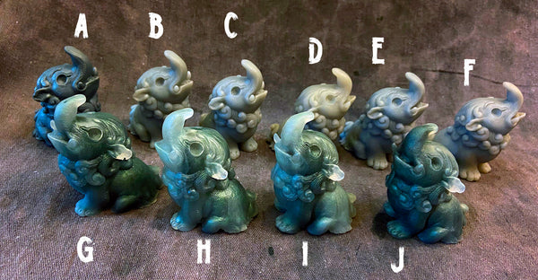 BABY BAKU BLANK CAST- GLOW IN THE DARK- DEEP GREEN SWIRL AND PLAIN GREYS