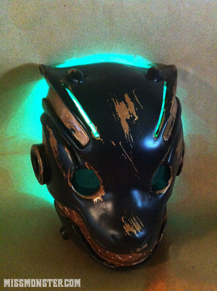 ROBO FOX BATTLE DAMAGE MASK WITH GREEN LEDs- COPPER