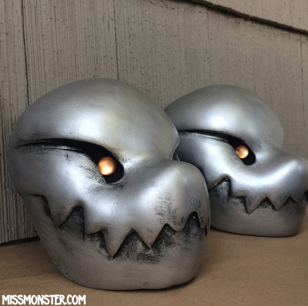 AGED SILVER CHOMPY MASK- READY TO WEAR, READY TO SHIP