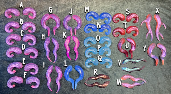 CAST HORN BARRETTES- BLANKS- PINKS/BLUES/REDS