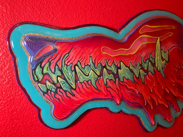 FLUXWOLF GOUACHE ON BOARD EPOXY GLOSS PAINTING