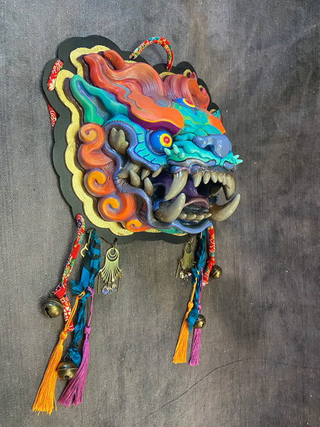 GREEN LUCKY MAW HOUSE HOWLER- ONE OF A KIND FINISHED WALL PLAQUE