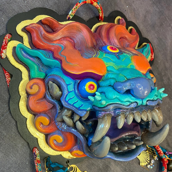 GREEN LUCKY MAW HOUSE HOWLER- ONE OF A KIND FINISHED WALL PLAQUE