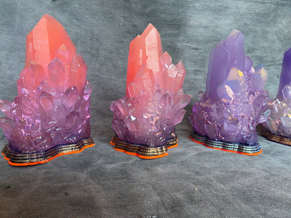 CRYSTAL CLUSTER LIGHTS- PURPLES AND PINKS