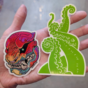 TENTACLE AND ORNATE PANTHER CLEAR VINYL STICKER 2 PACK