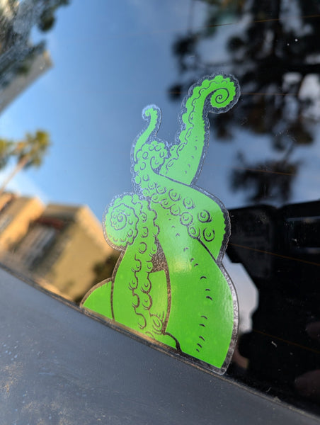 TENTACLE AND ORNATE PANTHER CLEAR VINYL STICKER 2 PACK