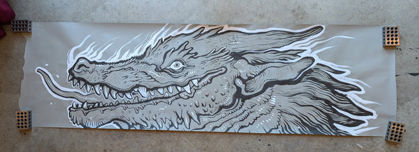 GIANT 5' INK DRAWING- DRAGON