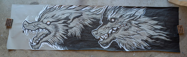 GIANT 5' INK DRAWING-WEREWOLVES