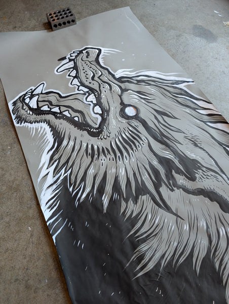 GIANT 5' INK DRAWING-WEREWOLVES