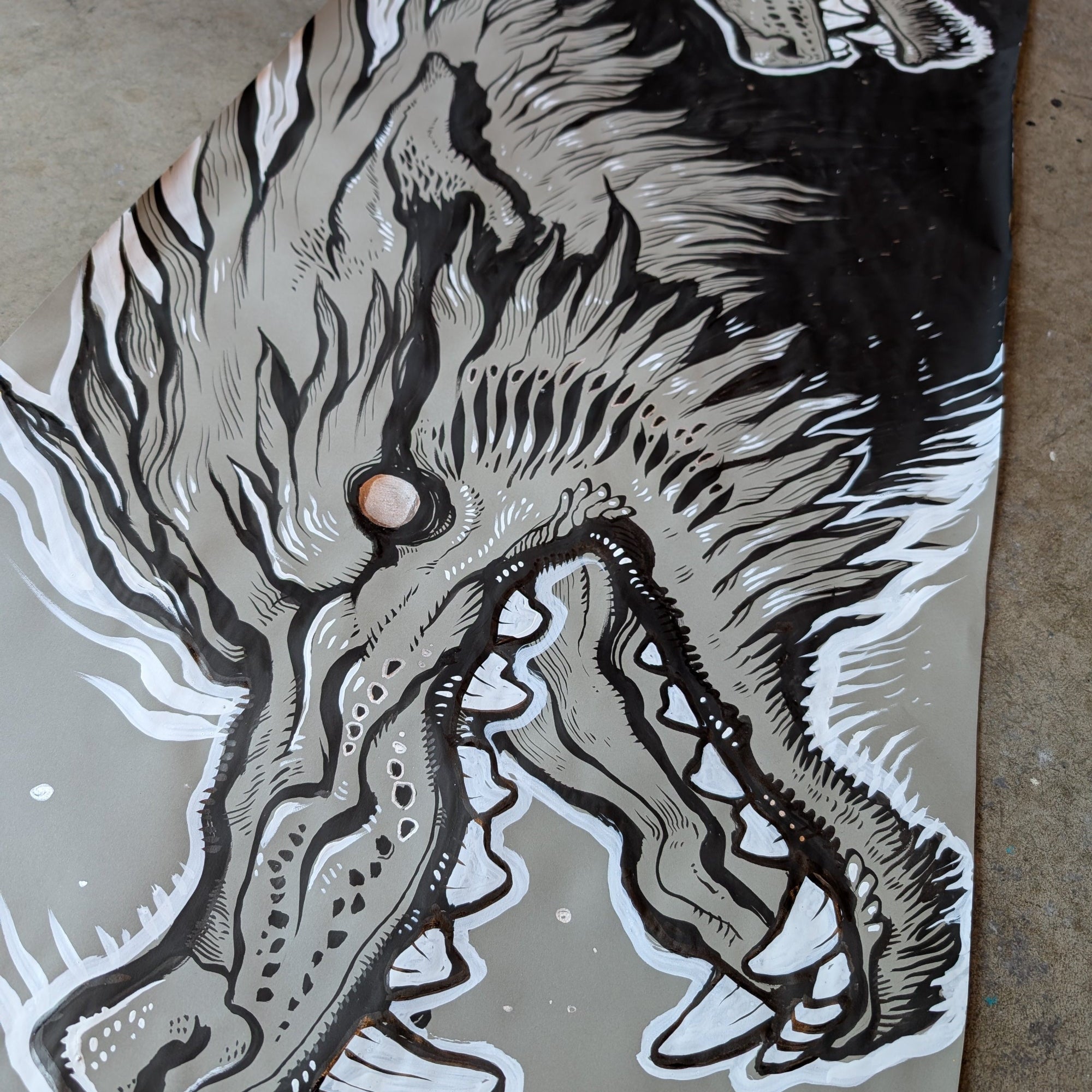 GIANT 5' INK DRAWING-WEREWOLVES