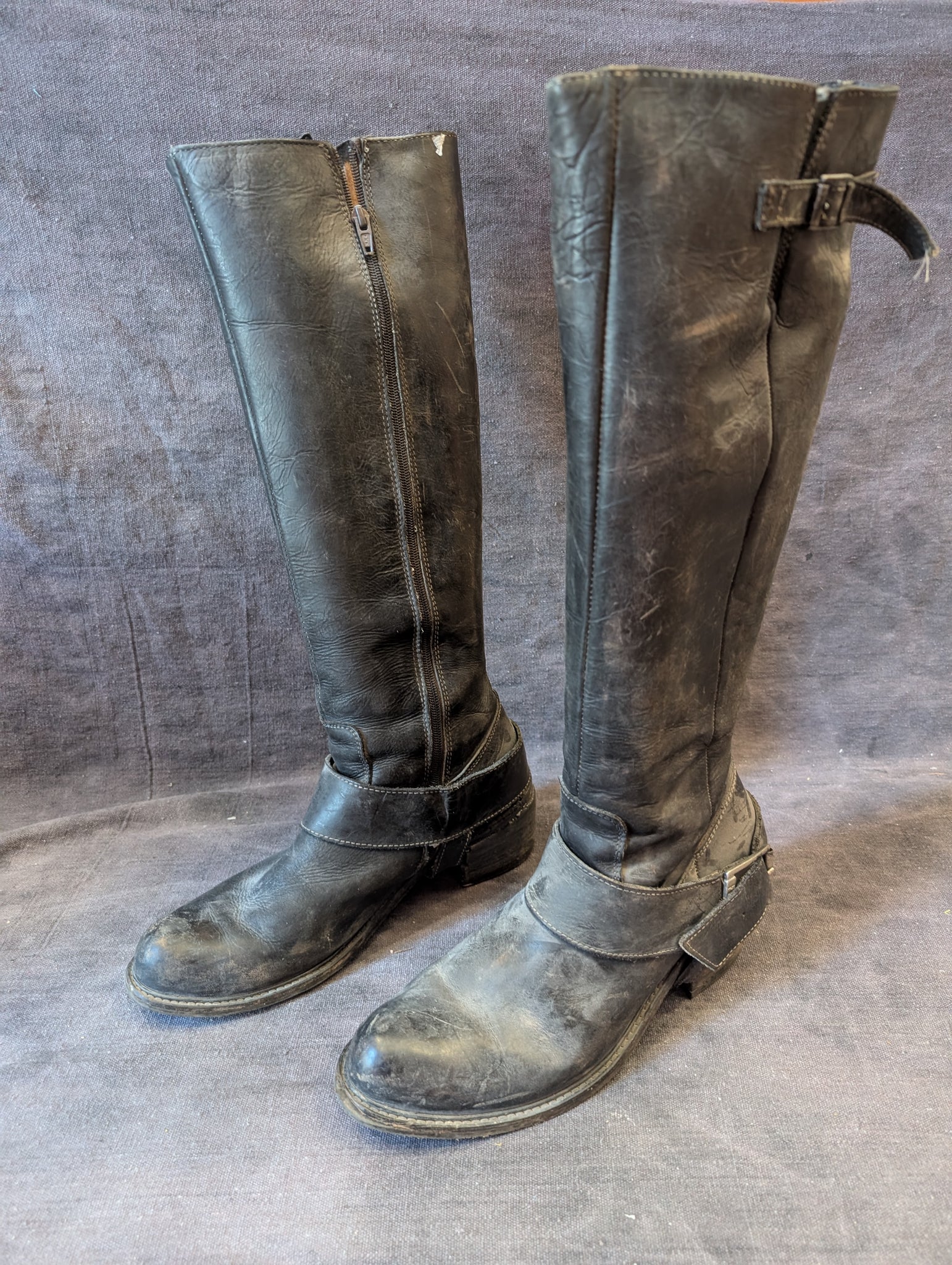 USED FLUEVOG PIRATE BOOTS- REPAIRED HEEL