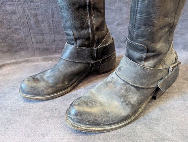 USED FLUEVOG PIRATE BOOTS- REPAIRED HEEL
