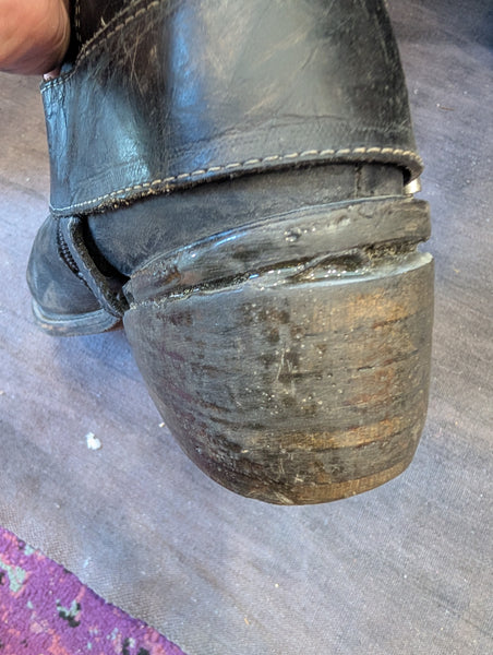 USED FLUEVOG PIRATE BOOTS- REPAIRED HEEL