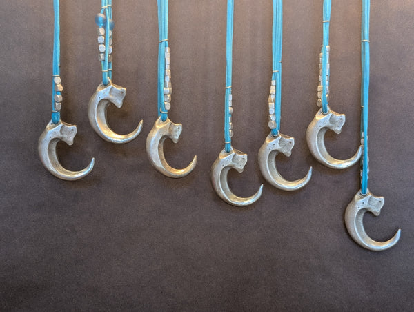 REAL PEWTER METAL CAST CLAW NECKLACE