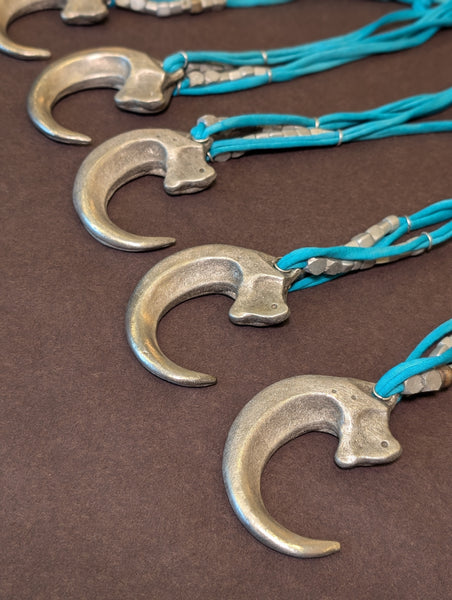 REAL PEWTER METAL CAST CLAW NECKLACE