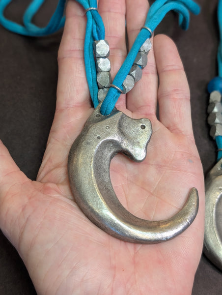 REAL PEWTER METAL CAST CLAW NECKLACE