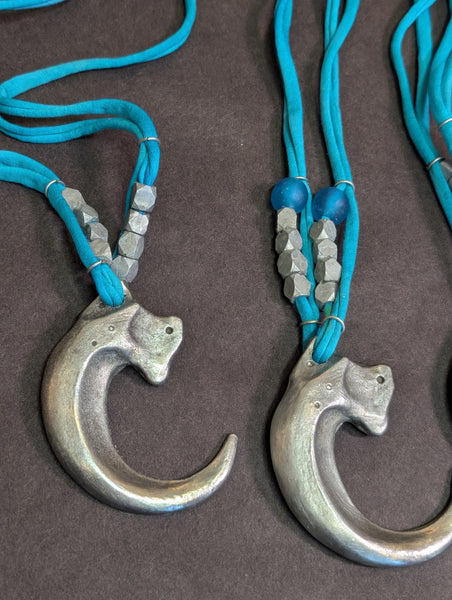 REAL PEWTER METAL CAST CLAW NECKLACE