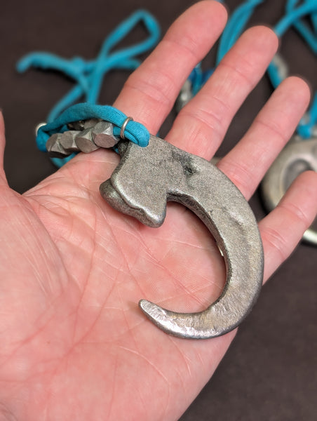 REAL PEWTER METAL CAST CLAW NECKLACE