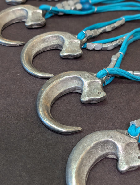 REAL PEWTER METAL CAST CLAW NECKLACE