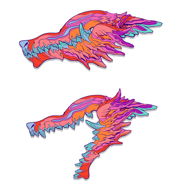 FLUXWOLF GLOWY CHOMPY RAINBOW METAL HINGED JAW PIN 4" LONG