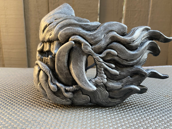 CUSTOM ORDER-SNARL HALF MASK- ANTIQUE SILVER