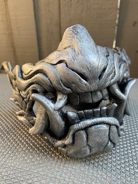 CUSTOM ORDER-SNARL HALF MASK- ANTIQUE SILVER