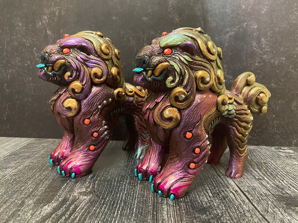 FOO DOG BLEP- PEACOCK BLUE / GLOW IN THE DARK