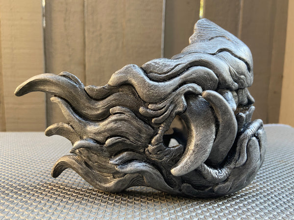 CUSTOM ORDER-SNARL HALF MASK- ANTIQUE SILVER