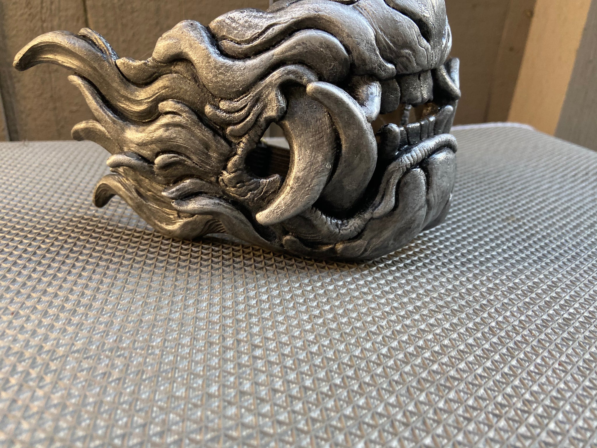 CUSTOM ORDER-SNARL HALF MASK- ANTIQUE SILVER