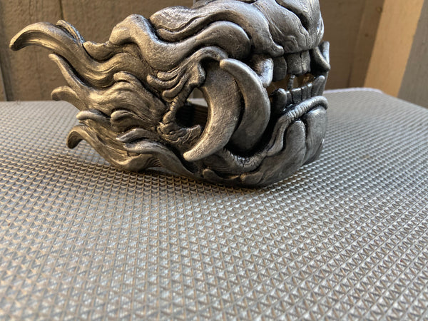 CUSTOM ORDER-SNARL HALF MASK- ANTIQUE SILVER