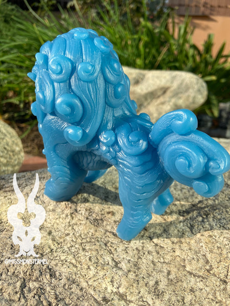 FOO DOG BLEP- PEACOCK BLUE / GLOW IN THE DARK